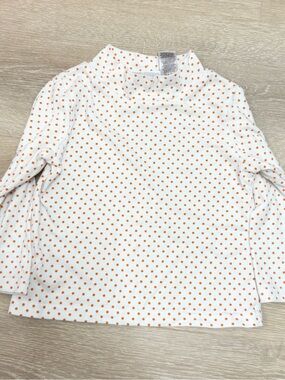 Girls' White & Orange Dot Long-Sleeve Top
